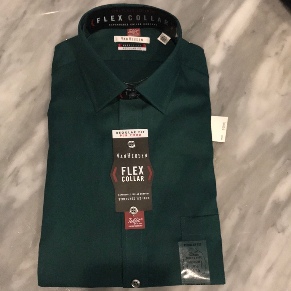 Men’s VanHeusen forest green button down